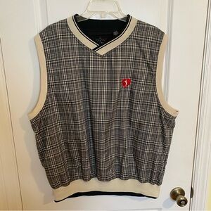 Greg Norman Collection Mens Vest Large Golf Black Check V-Neck Limited Edition